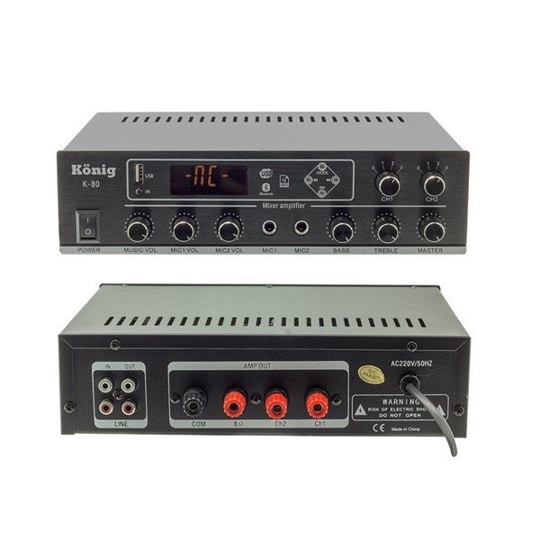 König K-80 2 Girişli 2 Zonlu Usb Girişli 100V/80W Amplikatör