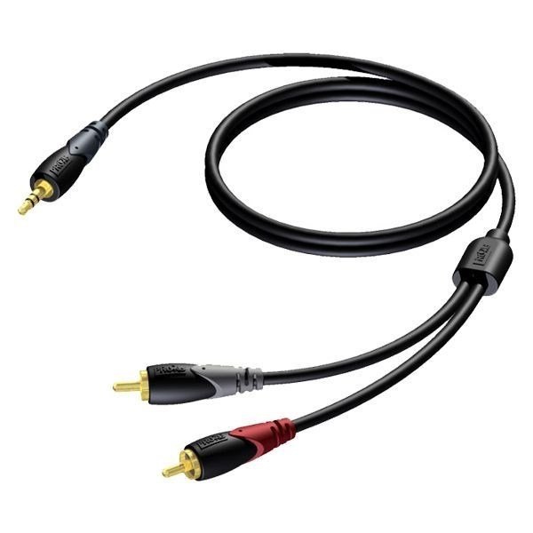 Procab CLA711/3 Çift RCA jaktan tekli 3,5mm Stereo mini jaka, 3 Metre