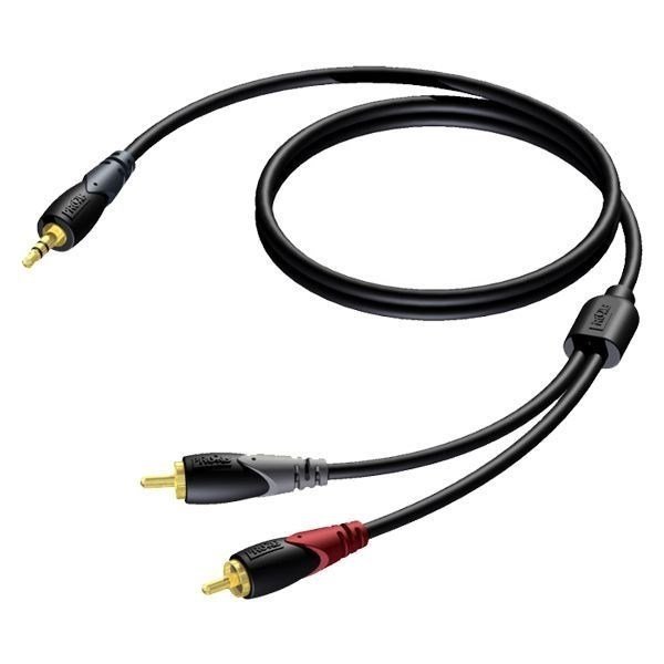 Procab CLA711/3 Çift RCA jaktan tekli 3,5mm Stereo mini jaka, 3 Metre