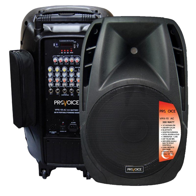 Provoice VPX-15 AC 300 Watt 15'' Taşınabilir Hoparlör Sistemi