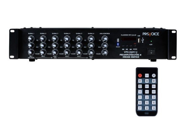 Provoice VPX-06 USB 6 Kanal Rack Tipi Mikser
