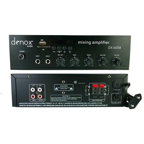 Denox DX 605 B - 50W 100V Mp3 Çalar Mikser Amfi