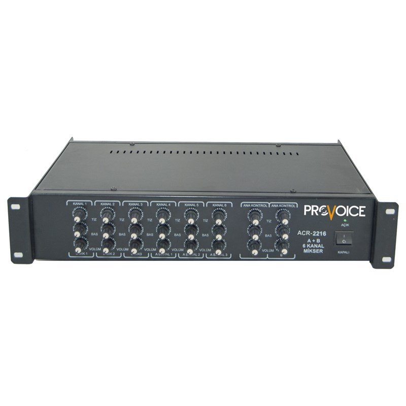 Provoice ACR-2216 A + B  6 Kanal Acil Anons Uyumlu Mikser Ünitesi