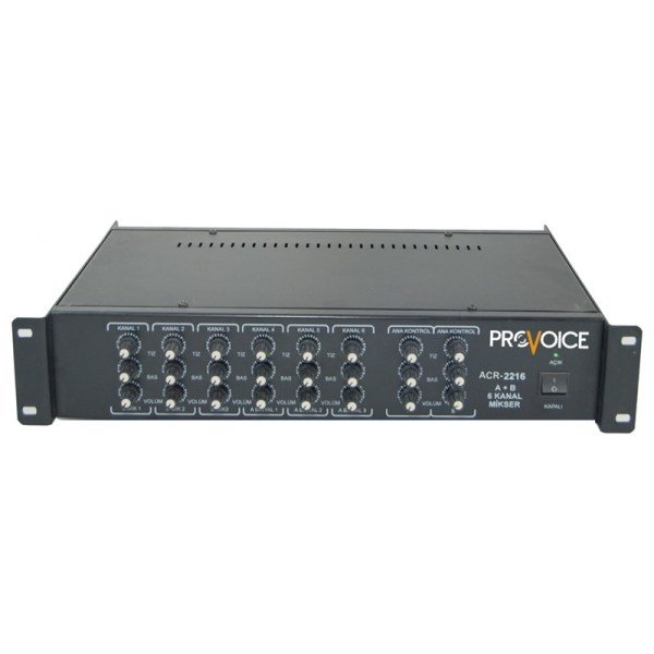 Provoice ACR-2216 A + B  6 Kanal Acil Anons Uyumlu Mikser Ünitesi