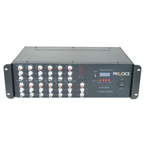 Provoice ACR-2212 12 Kanal Acil Anons Uyumlu Mikser Ünitesi