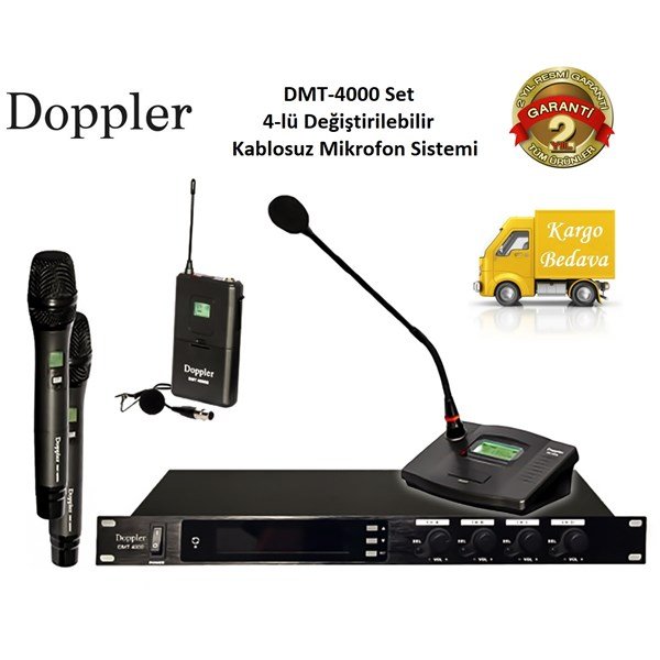 Doppler DMT-4000 Set 4-lü Değiştirilebilir Telsiz Mikrofon Sistemi