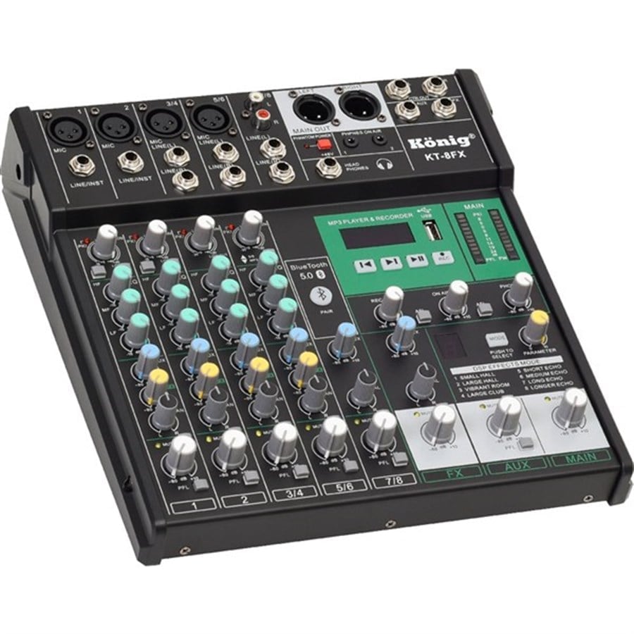 König KT-8FX 8 Kanal USB Bluetooth Deck Mikser