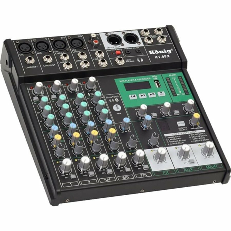 König KT-8FX 8 Kanal USB Bluetooth Deck Mikser
