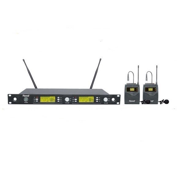 Roof R 1250S Yaka UHF Kanal Çift Yaka Tipi Telsiz Mikrofon Seti