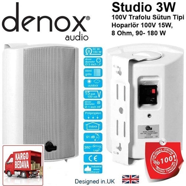 Denox Studio-3W 5 inç 180W/8 Ohm 15W/100V Duvar Hoparlör