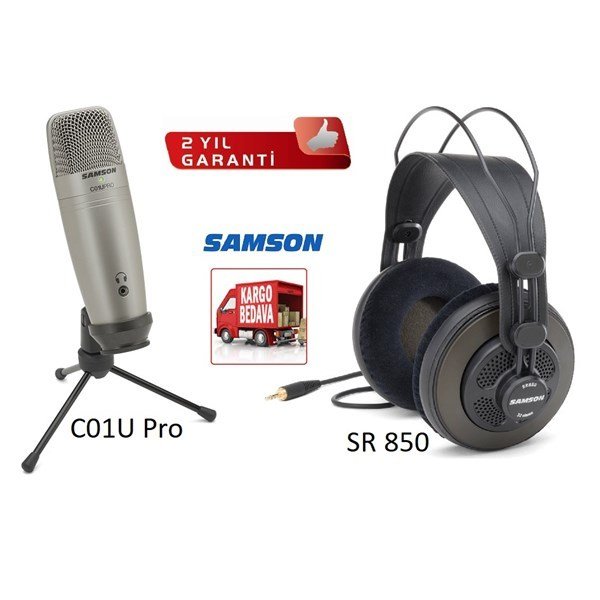 Samson C01U Pro Usb Girişli Studyo Kayıt Mikrofonu + SR 850 Kulaklık