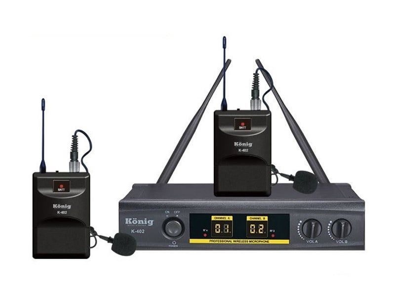 König K-402 Çift Yaka Çift Kanal UHF Telsiz Mikrofon