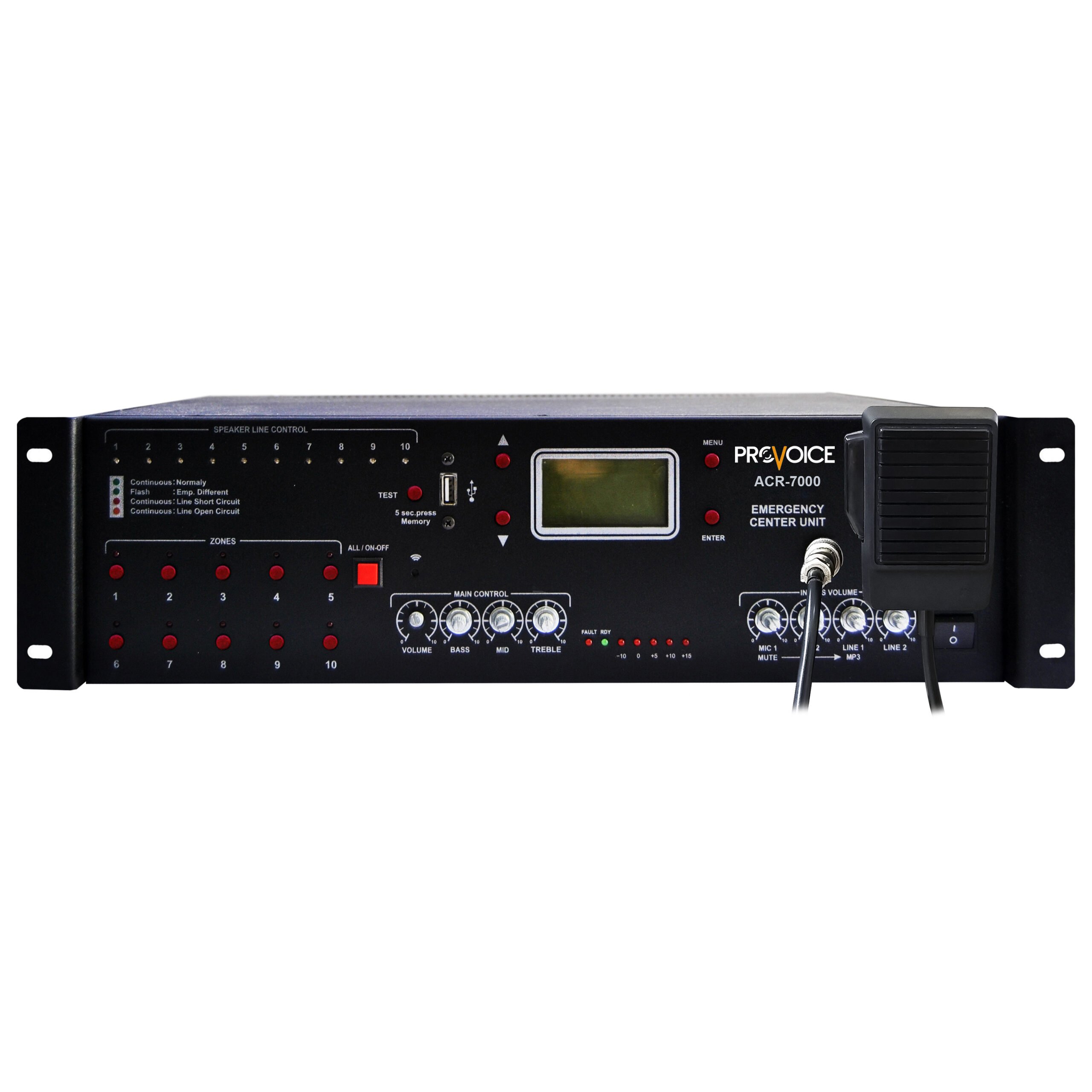 Provoice ACR-7000 Acil Durum Merkez Ünitesi 10 Zone'lu