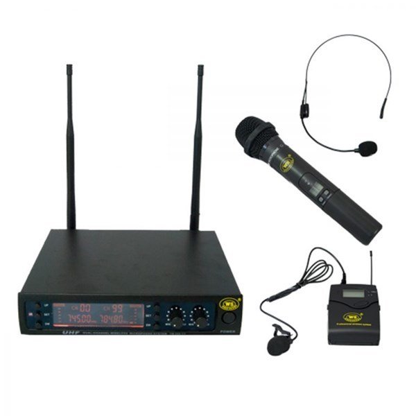 West Sound TM 200 EY - UHF Çift Anten EL + Yaka Tipi Telsiz Mikrofon