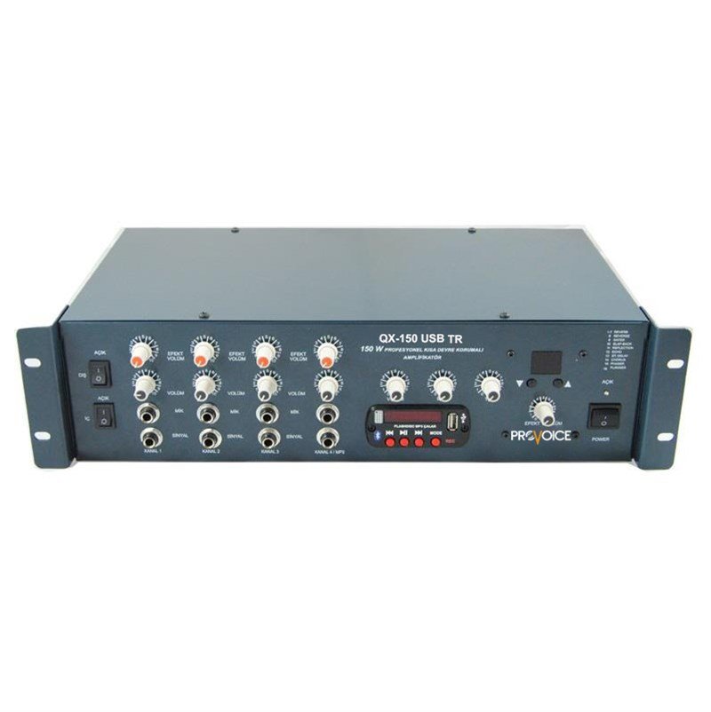 Provoice QX-150 USB TR Trafolu 150 Watt USB Girişli 4 Kanal Anfili Mikser
