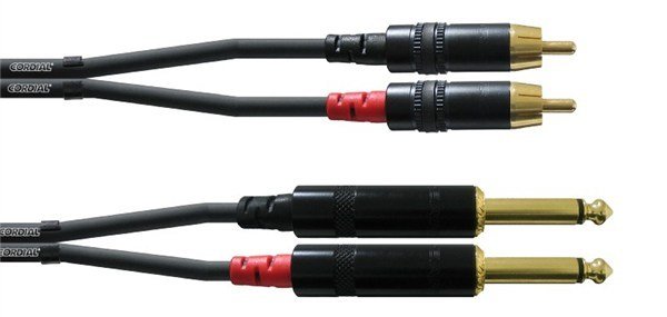 Cordial CFU 3 PC Stereo RCA-6,3 mm Phone Jak, Unbalaced Twin Kablo