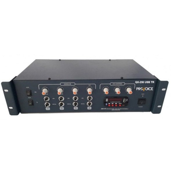 Provoice QX-250 USB TR 250 Watt Trafolu USB Girişli 4 Kanal Mikser Anfi