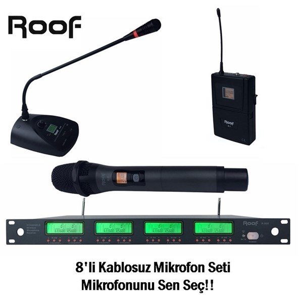 Roof R-808 Set - 8li Kablosuz Mikrofon Seti
