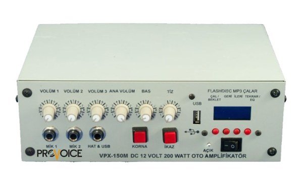 Provoice VPX-150M USB DC 12V Araç İçin Mikserli Amfi Usb Girişli 150 Watt