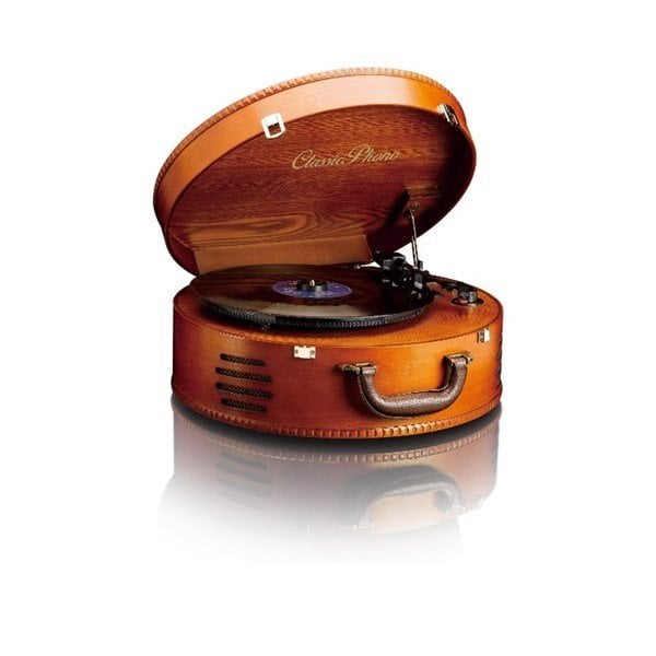 Classic Phono TT-34 Ahşap Yuvarlak Çanta Görünümlü Usb li Pikap