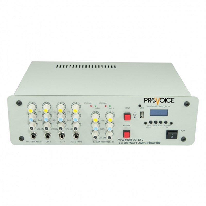 Provoice VPX-400M DC 12 V Araç Amfisi Usb Girişli