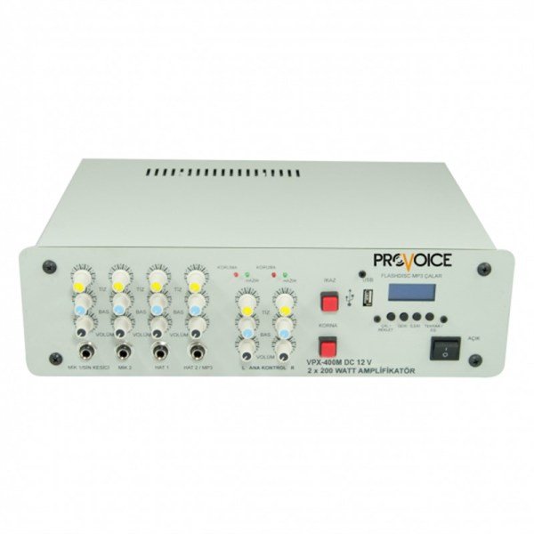 Provoice VPX-400M DC 12 V Araç Amfisi Usb Girişli