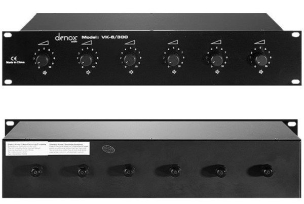Denox VK-6/300 100V 6x50 Watt Rack Tipi Volume Kontrol Ünitesi