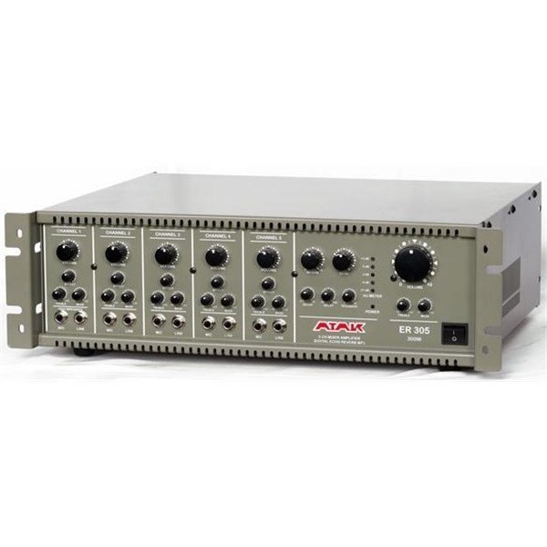 Atak ER305T Eko Reverb 5 Kanal 300 Watt 100V Mono Power Mikser