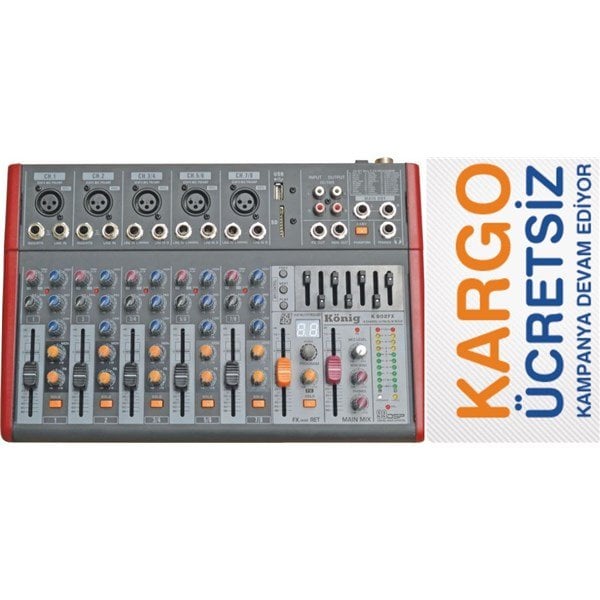 König K 802 FX 8 Kanal Efektli Deck Mikser