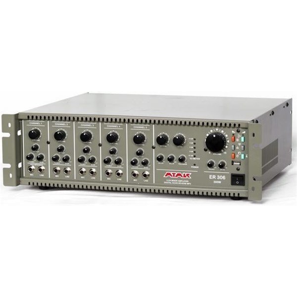 Atak ER306 - 5 Kanal 300 Watt Eko Reverb MP3 Power Mikser