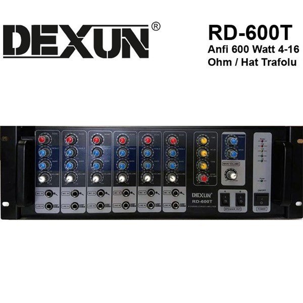 DEXUN RD-600T (Eko) 100V 600W 1-16 ohm USB/SD+EKO Cami Anfisi
