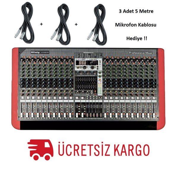 König K-2400 FX 24 Kanal Ultra İnce Analog Mikser