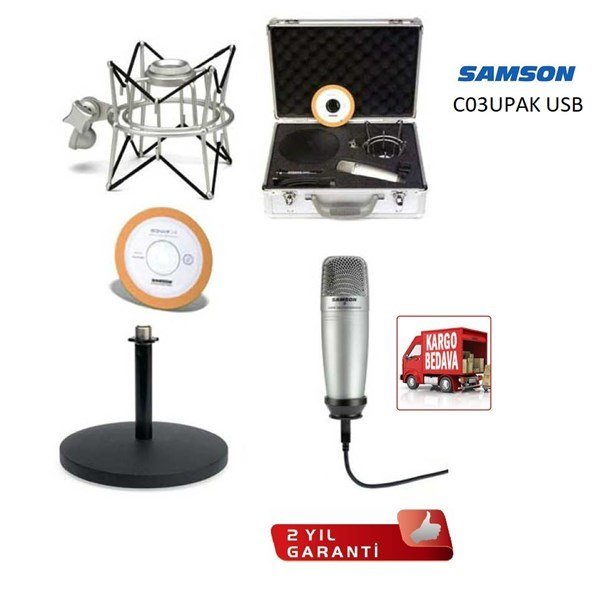 Samson C03U PAK USB Stüdyo Mikrofon Kayıt Seti