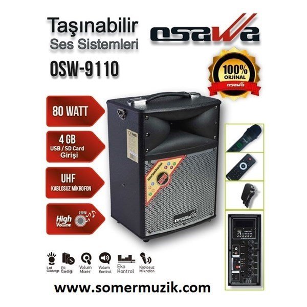 Osawa OSW-9110 80 Watt Taşınabilir Seyyar Ses Sistemi
