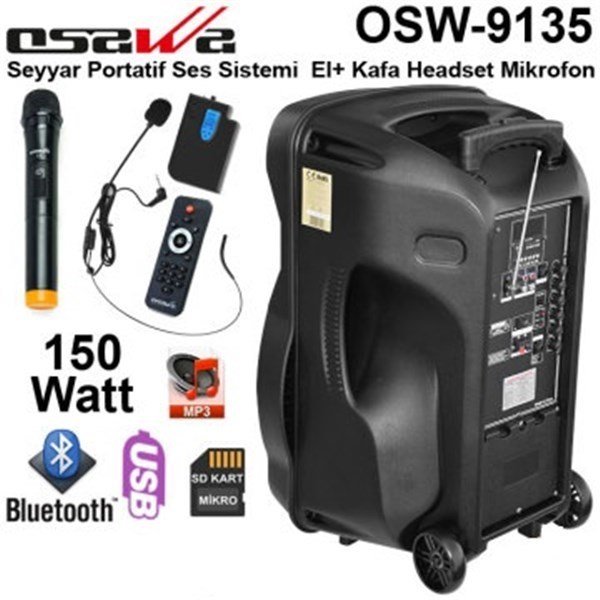 Osawa Osw-9135 (Uhf El+Yaka) Taşınabilir Portatif 150W Ses Sistemi