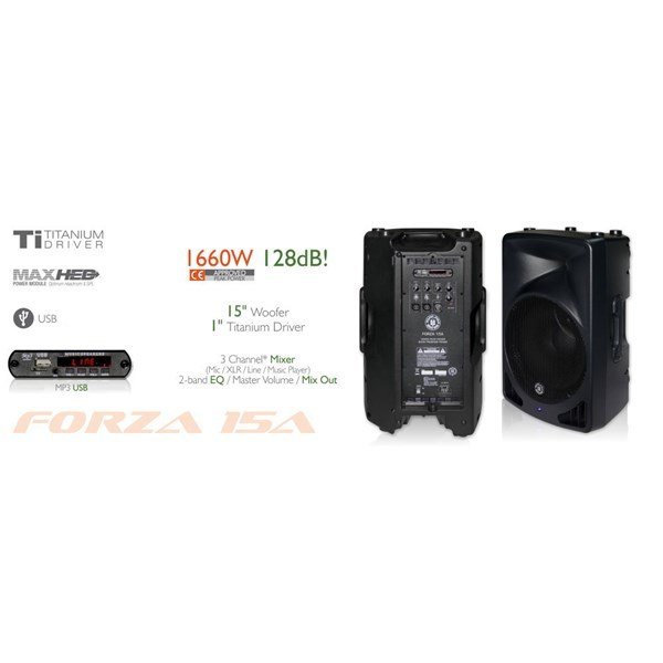 Topp Pro FORZA 15A 15 inç 1660 Watt Peak Aktif Kabin Hoparlör