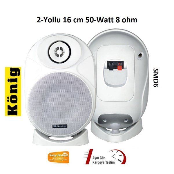 König SMD6 50-Watt 8 ohm 6-inç 2-Yollu Duvar Hoparlörü