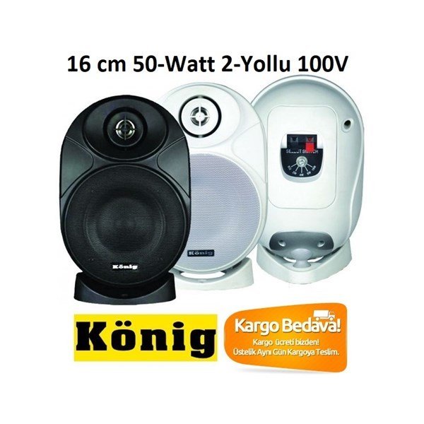 König SMD6T 50-Watt 2-Yollu 100V 6-inç Duvar Hoparlörü