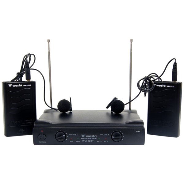 Westa WM-323 T VHF Çift Yaka Tipi Kablosuz Mikrofon Seti