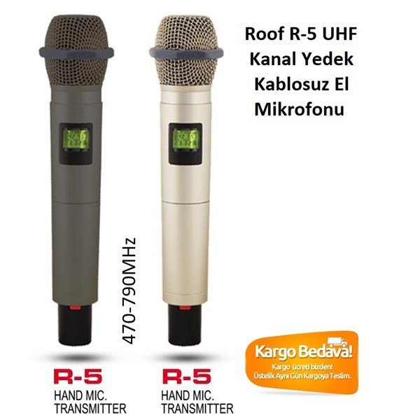 Roof R-5 UHF Kanal Yedek Kablosuz El Mikrofonu