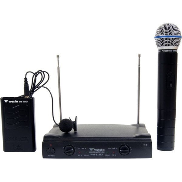 Westa WM-323 ET VHF Kablosuz El+Yaka Tipi Mikrofon Seti