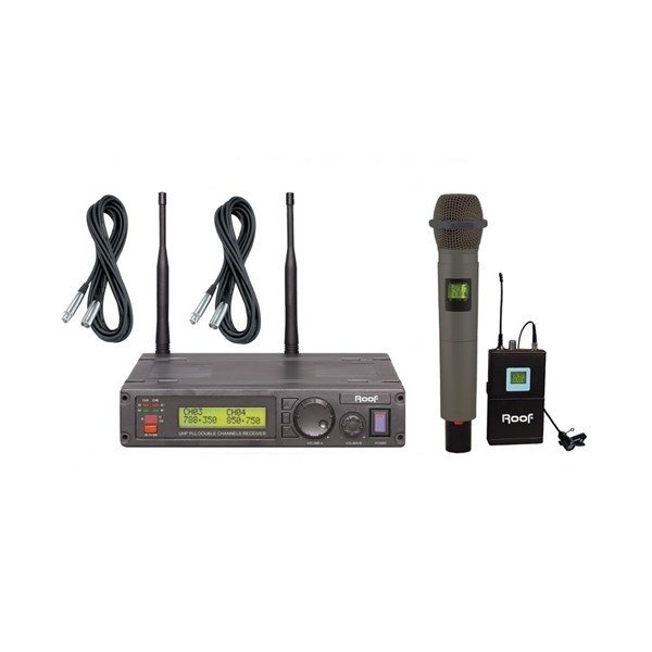Roof R 1200 2 Kanal 2 Anten UHF El + Yaka Telsiz Mikrofon Seti