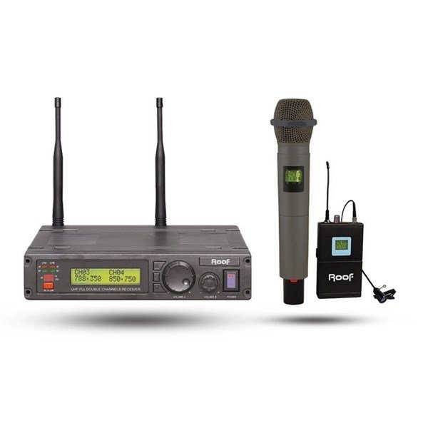 Roof R 1200 2 Kanal 2 Anten UHF El + Yaka Telsiz Mikrofon Seti