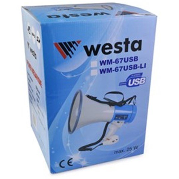 Westa WM-67 USB-LI Şarjlı 25 Watt Megafon