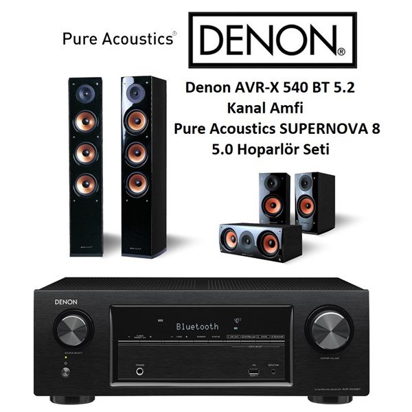 Denon AVR X540BT + Pure Acoustics Super Nova 8 5.0 Ev Sinema Sistemi