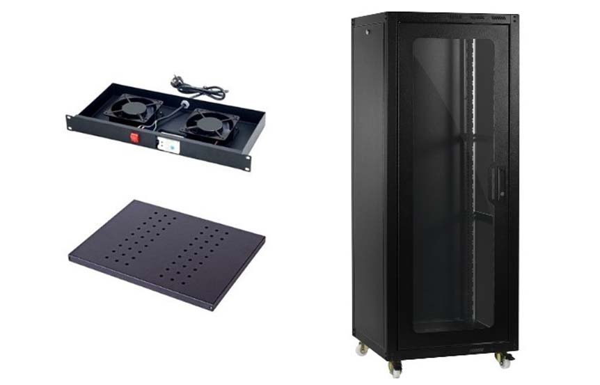 Provoice 19'' 12U 600x800 Tekerlekli Rack Kabinet+ Fan+ Sabit Raf