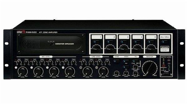 İnter-m PAM 520 - 5 Bölge 240W/100V 4 Mic Giriş Amfili Mikser