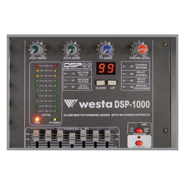 Westa DSP-1000 U - 10 Girişli Power Mikser 2x450W 4 ohm