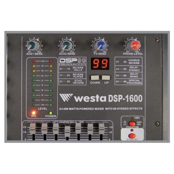 Westa DSP-1600 U - 16 Girişli Power Mikser 2x450W 4 ohm