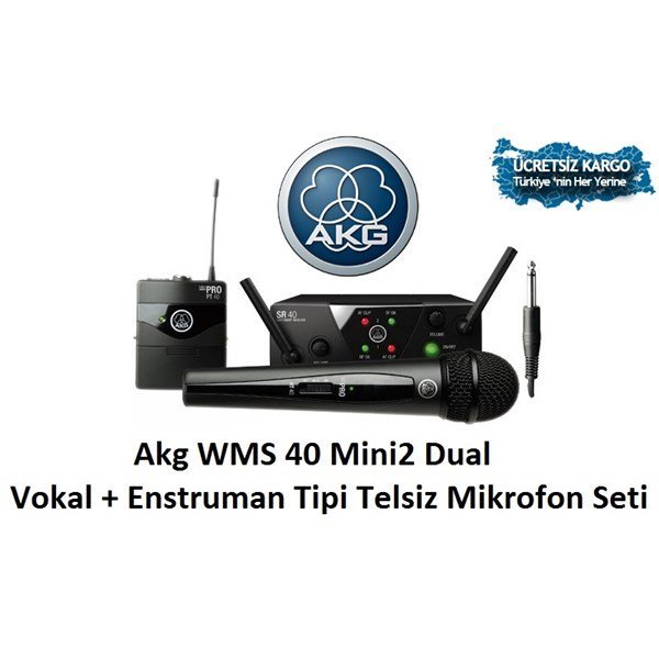 Akg WMS 40 Mini2 Dual Vokal + Enstruman Tipi Telsiz Mikrofon Seti